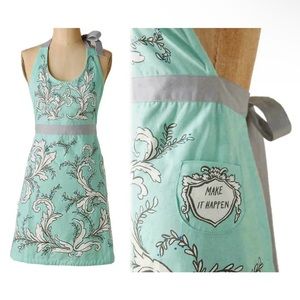 Anthropologie Molly Hatch Apron Blue Gray Adult Make It Happen Pocket NWT